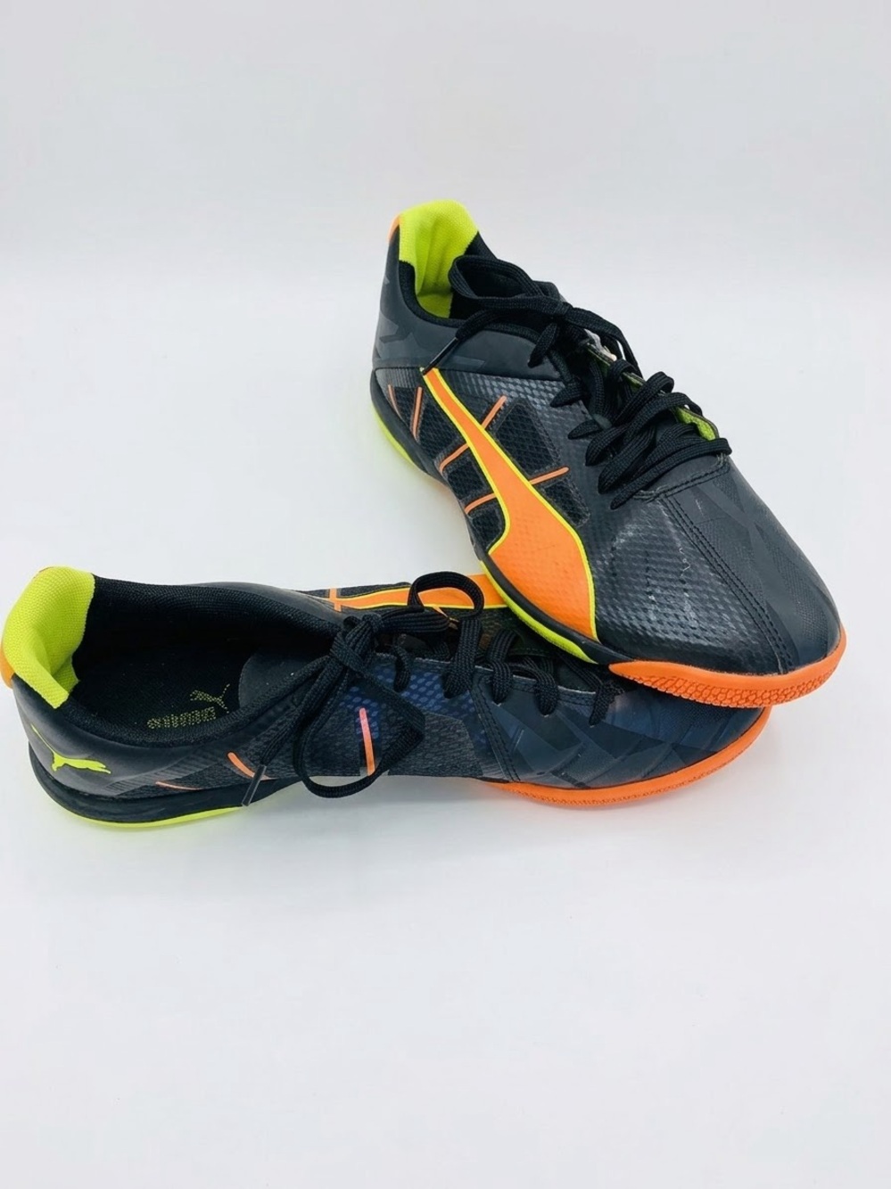 PUMA evoSPEED IT Indoor Soccer Shoes Futsal Cleats Black Orange Men Size 8.5